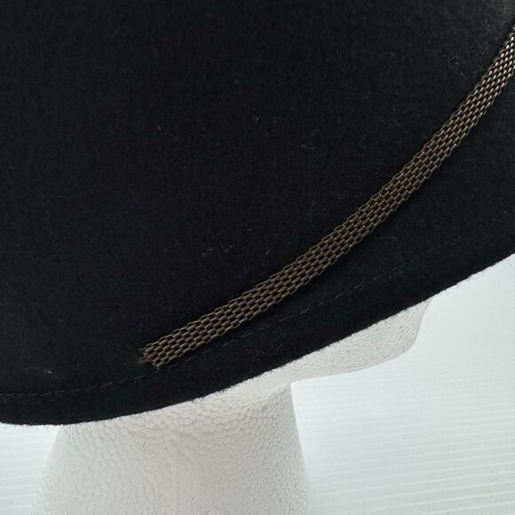 Black 100% Wool Cloche Hat Women’s Vintage Style Bucket Cap Metallic Braid Trim - Picture 8 of 13